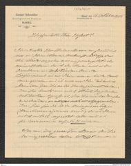 Nachlass Franz Steindachner, Brief von Gustav Schneider (junior) an Franz Steindachner (16.10.1905), Inv.Nr. 462.09, Seite 1